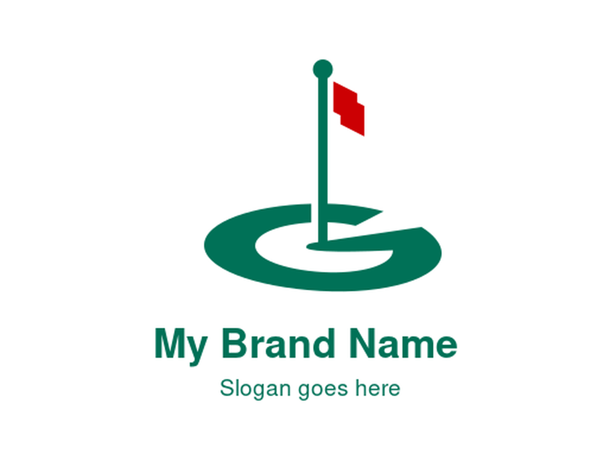 Minimalist Green Golf Flag on Putting Green with Abstract Letter G Logo - Golf Sports, Clubs, and Green Course Branding